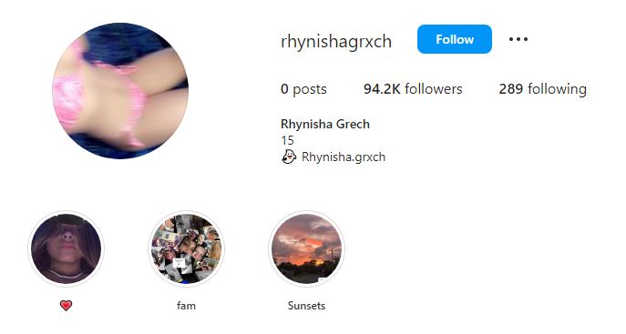 Rhynisha Grech's Instagram account