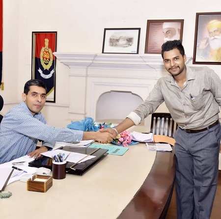 SSP Satinder Singh sitting in his office
