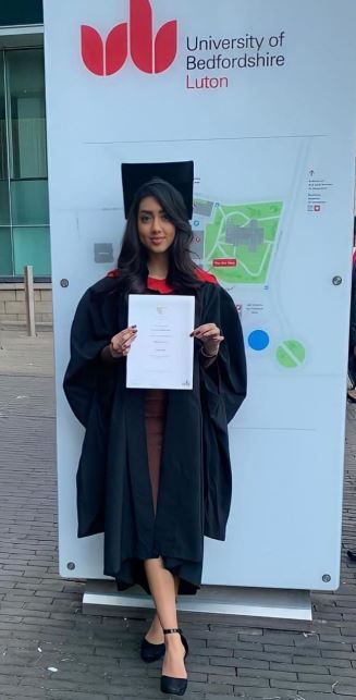 Sanam graduated from the University of Bedfordshire