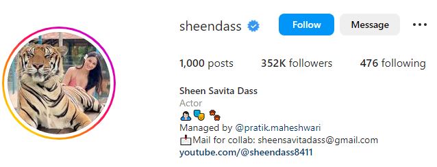 Sheen's Instagram account