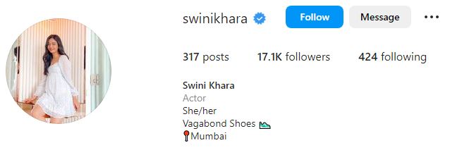 Swini's Instagram account