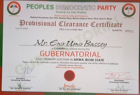 Umo Eno certificate