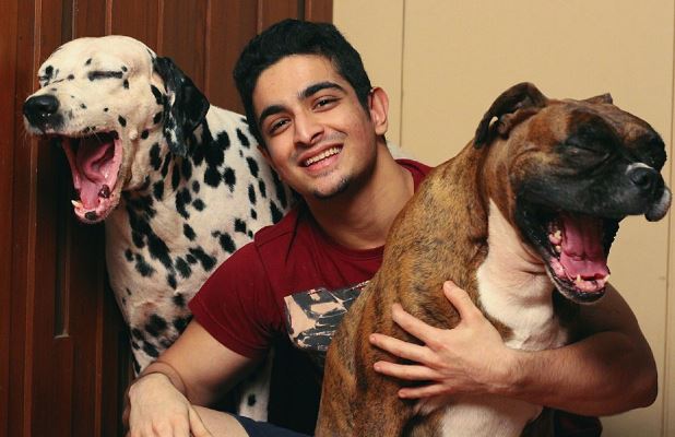 Ranveer with his pet dogs