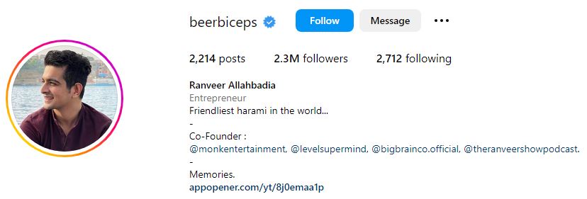 Ranveer's Instagram account