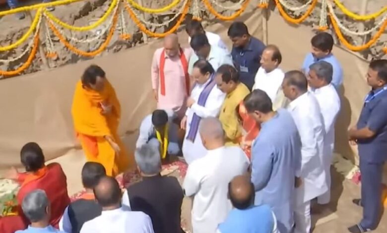 BJP National President JP Nadda Performs 'Bhoomi Pujan' for New State Office in Delhi