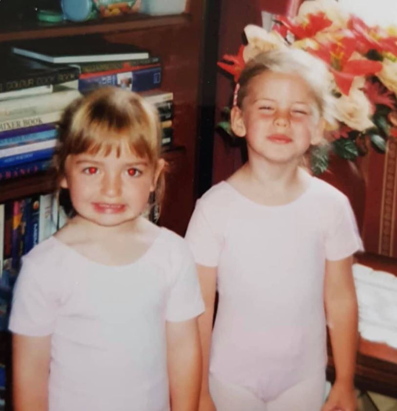Childhood photo of Maddy with her sister