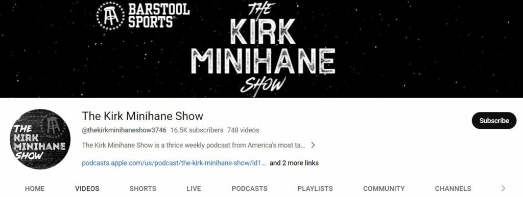 Kirk Minihane's Youtube channel