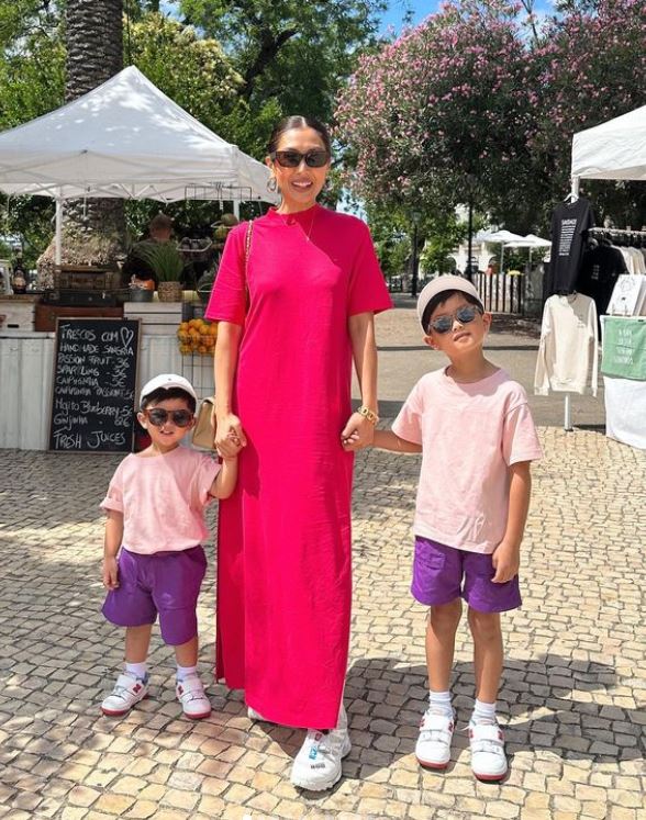 Liz Uy with her kids