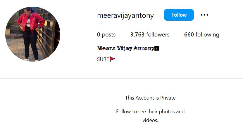 Meera Antony's Instagram account