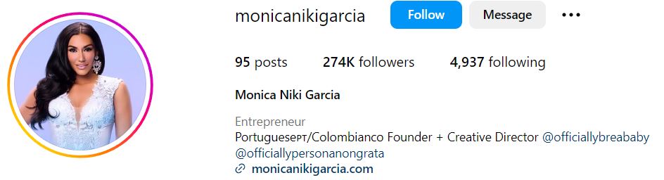 Monica Garcia's Instagram account