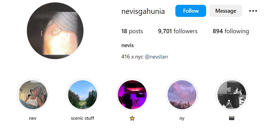Nevis Gahunia's Instagram account