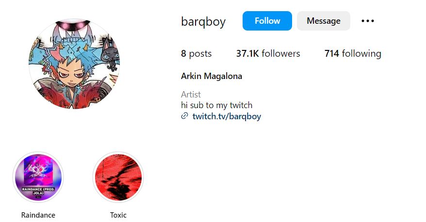 Arkin Magalona's Instagram account