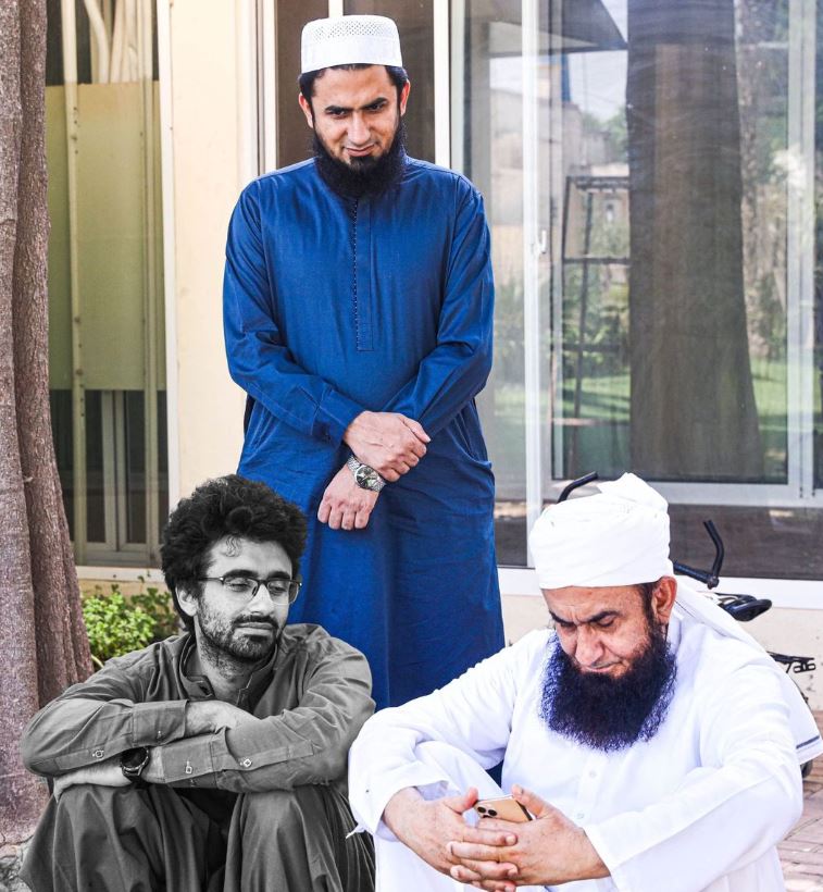 Asim Jamil with his dad Tariq Jamil and brother Maulana Yousaf Jamil