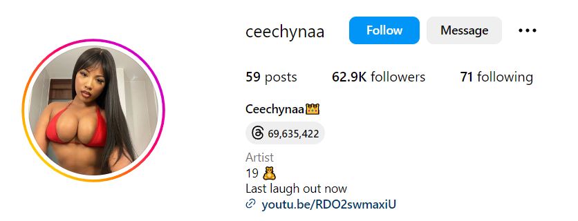 Cee Chyna's Instagram Account