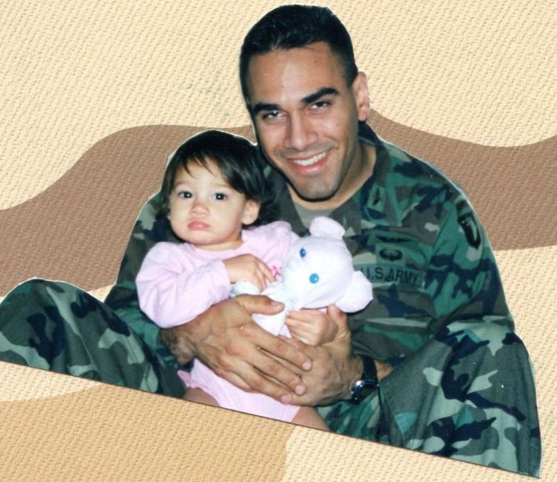Childhood photo of India Naftali with her father