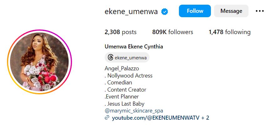 Ekene Umenwa's Instagram account