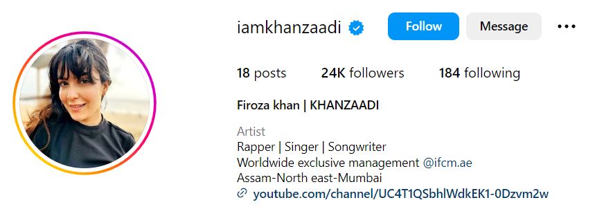 Firoza Khan's Instagram account
