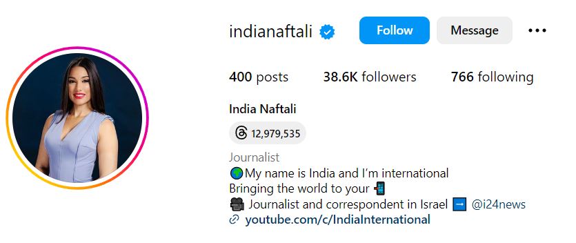 India Naftali's Instagram account