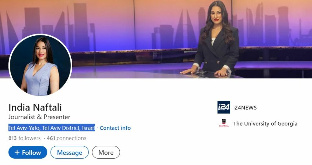 India Naftali's LinkedIn account