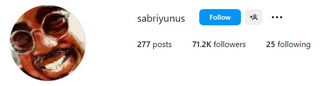 Instagram account of Sabri Yunus