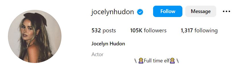 Instagram profile of Jocelyn Hudon