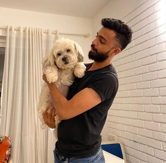 Jagat Desai with his pet dog