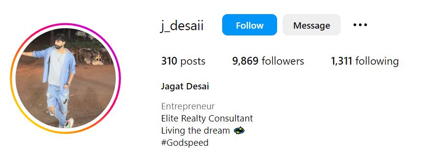 Jagat Desai's Instagram account