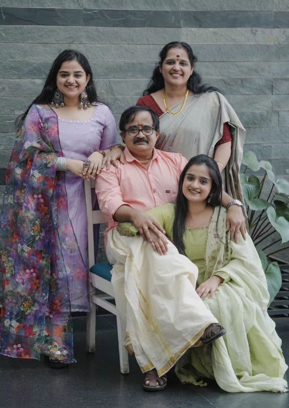 Keerthana Anil with her parents and siblings