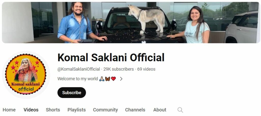 Komal Saklani's Youtube channel