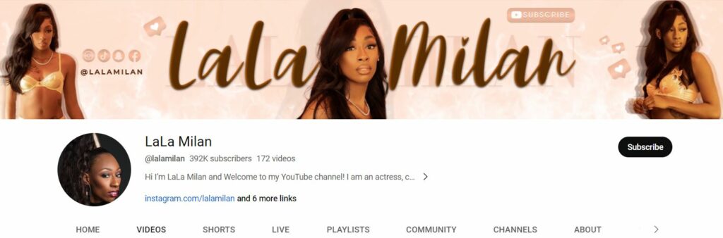 Lala Milan's Youtube channel