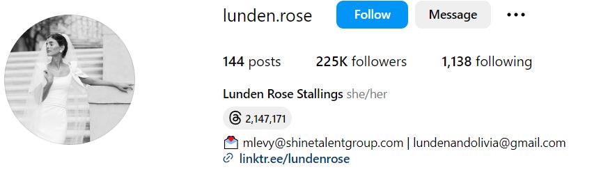 Lunden Stallings's Instagram account
