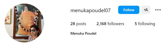 Menuka Poudel's Instagram account