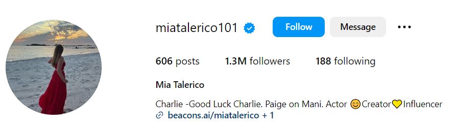 Mia Talerico's Instagram account