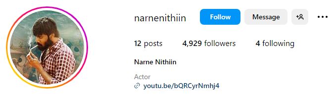 Narne NIthin's Instagram account