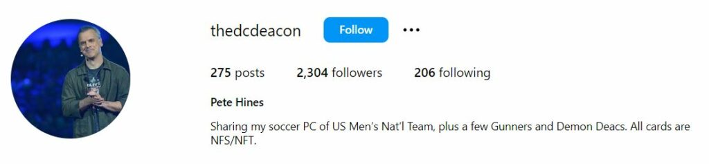 Pete Hines's Instagram account