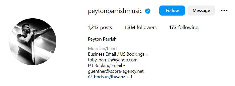 Peyton Parrish's Instagram account