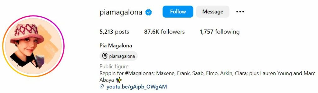 Pia Arroyo's Instagram account