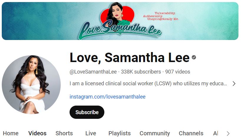 Samantha Lee's Youtube channel