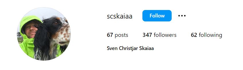 Sven Christjar Skaiaa's Instagram account