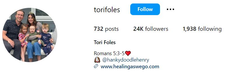 Tori Moore's Instagram account
