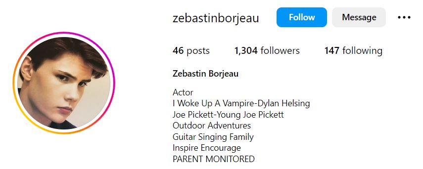 Zebastin Borjeau's Instagram account
