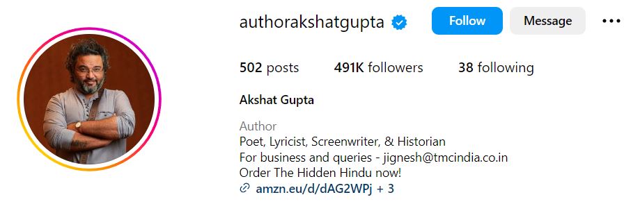 Akshat Gupta's Instagram account