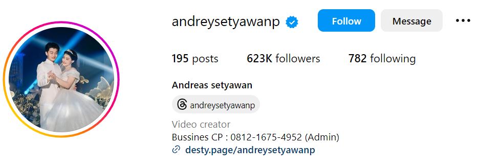 Andre Setyawan's Instagram account