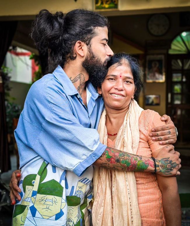 Anurag Dobhal with his mother