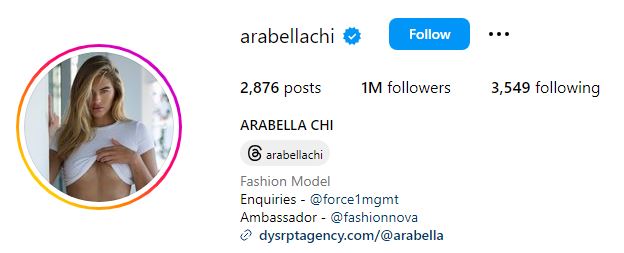 Arabella Chi's Instagram account