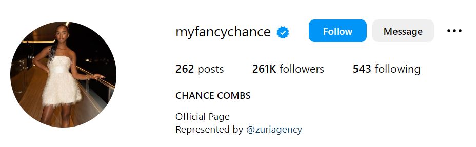 Chance Combs' Instagram account