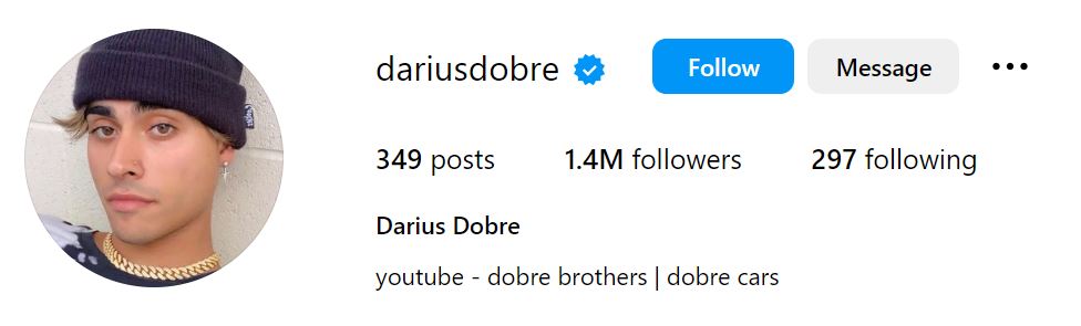Darius Dobre's Instagram profile