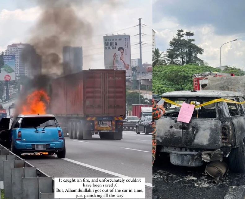 Erysha Emyra car caught fire