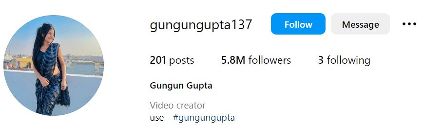 Gungun Gupta's Instagram account