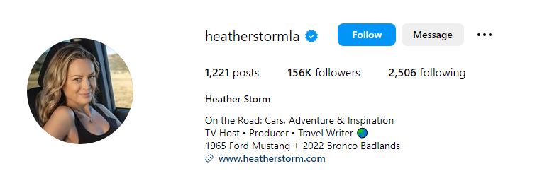 Heather Storm's Instagram profile